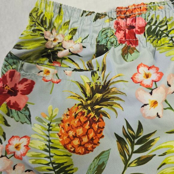 Trunks Surf & Swim Co. Tropical Pineapple and Hibiscus Swim Trunks Men's XL - Picture 4 of 8
